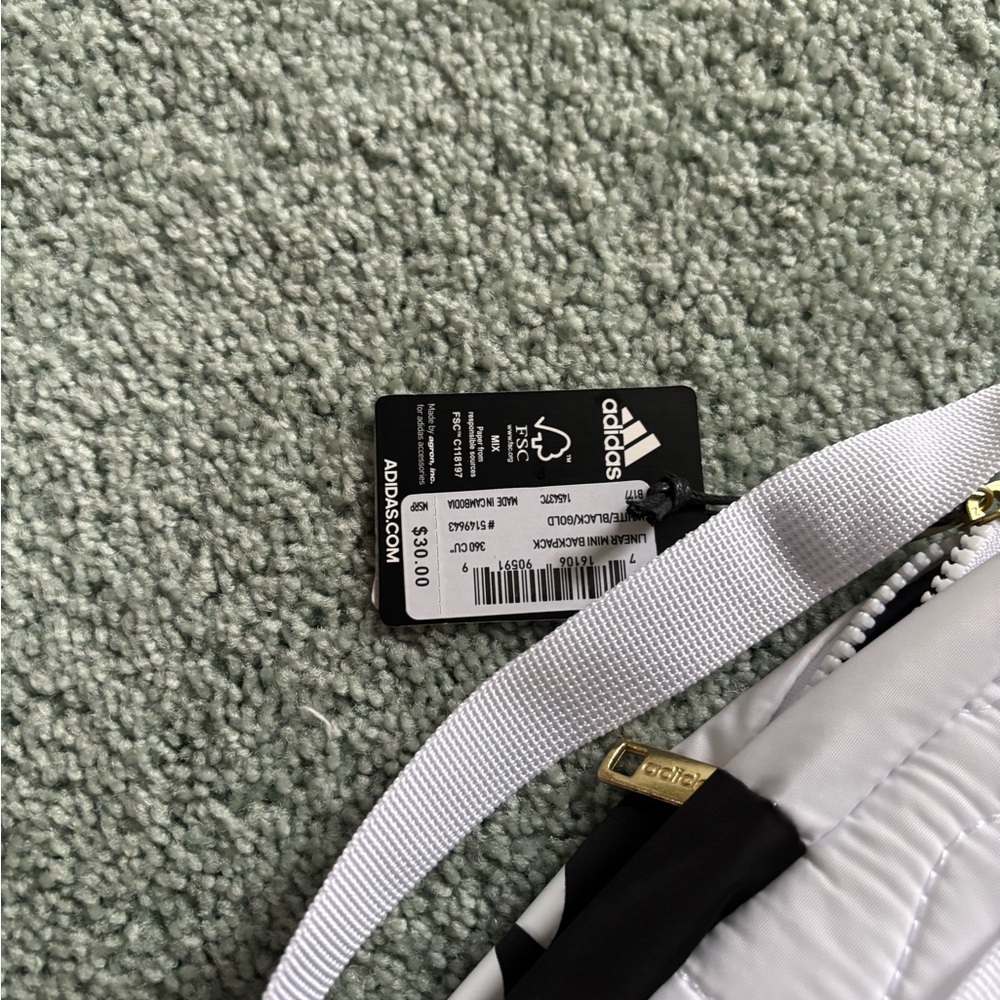 Adidas NWT Linear Mini Backpack Black and White - Picture 3 of 5